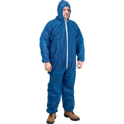Coveralls-Polypropylene, Zipper And Hood, Blue 2-Xlarge - SEK359