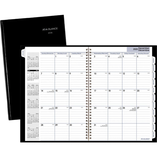 Planner-14 Month, Hard 7-7/8X11-7/8 Black Bilingual 2025 - SF2H-00