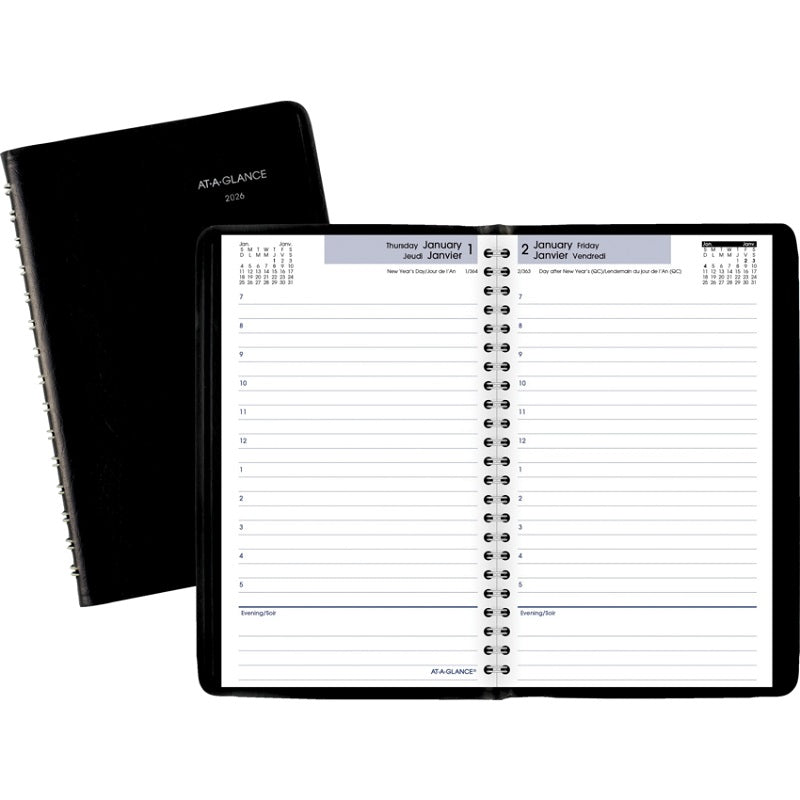 Planner-Daily, Wire 4-7/8X8 Black Bilingual  2025 - SF44-00