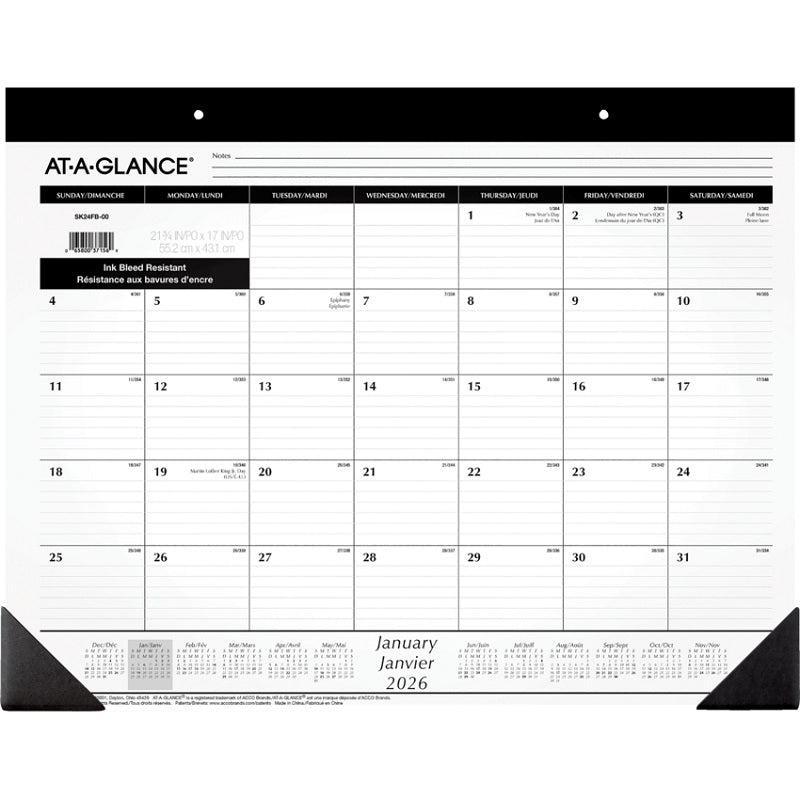 Calendar Pad-Desk Monthly 22X17 Bilingual  2025 - SK24FB-00