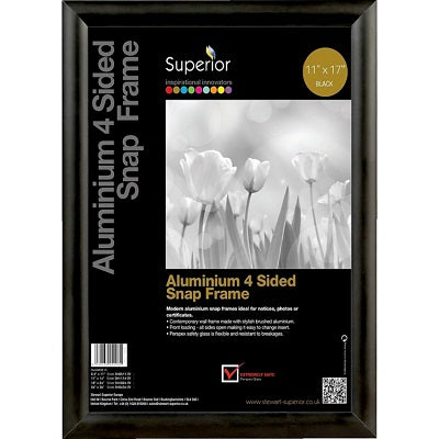 Sign Holder-Snap Frame, 11X17 Aluminium Black - SN1117BLACK
