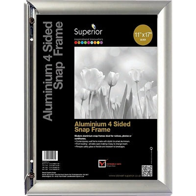 Sign Holder-Snap Frame, 11X17 Aluminium Silver - SN1117-SV