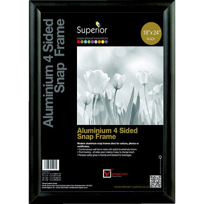 Sign Holder-Snap Frame, 18X24 Aluminium Black - SN1824BLACK