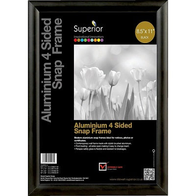 Sign Holder-Snap Frame, 8.5X11 Aluminium Black - SN8511BLACK