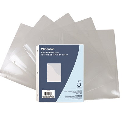 Binder Pocket-Slant Letter Clear, 5/Pack - SP-02-CR