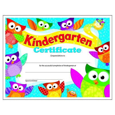 Certificate-Kindergarten Certificate, Owl-Stars! - T17009