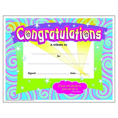 Certificate-Colourful Classics, Congratulations - T2954