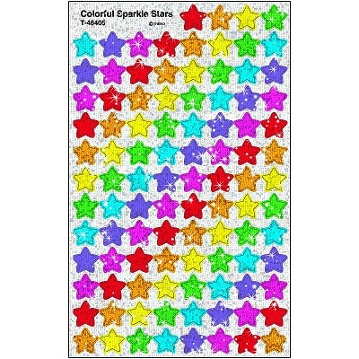 Stickers-Supershapes Sparkle, Colourful  Stars - T46405