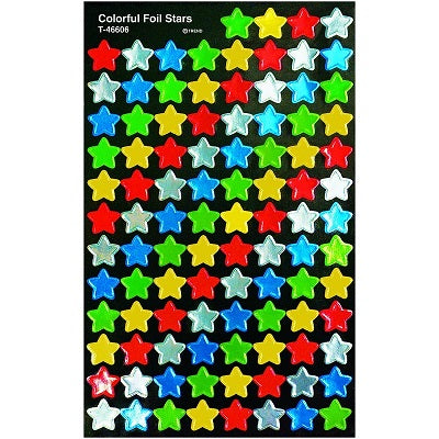 Stickers-Supershapes Foil, Colourful Stars - T46606