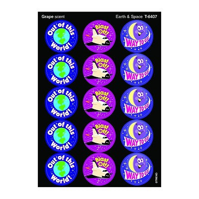 Stickers-Stinky Stickers, Earth & Space (Grape Scent) - T6407