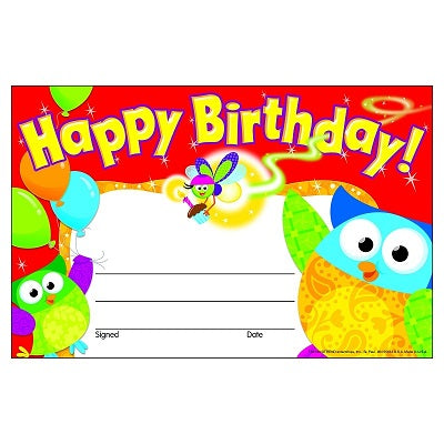 Recognition Award-Happy Birthday Owl-Stars! - T81044