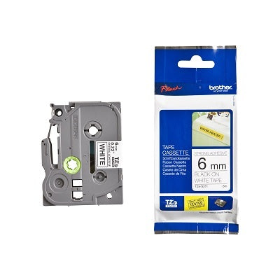 Tape-P-Touch Tz Laminated, 6Mm Black On White - TZE211