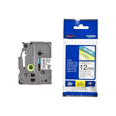 Tape-P-Touch Tz Laminated, 12Mm Black On White - TZE231