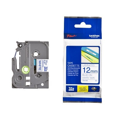 Tape-P-Touch Tz Laminated, 12Mm Blue On White - TZE233