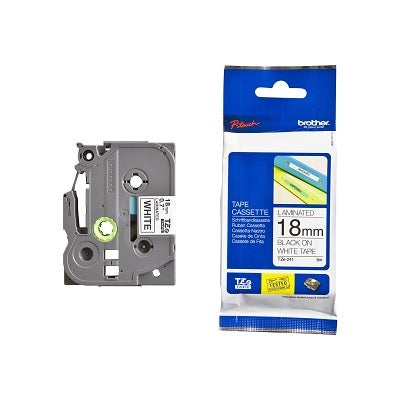Tape-P-Touch Tz Laminated, 18Mm Black On White - TZE241