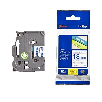 Tape-P-Touch Tz Laminated, 18Mm Blue On White - TZE243