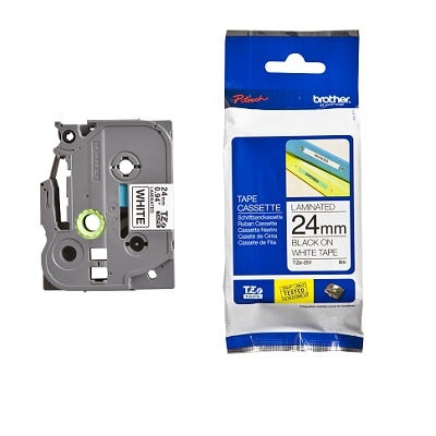 Tape-P-Touch Tz Laminated, 24Mm Black On White - TZE251