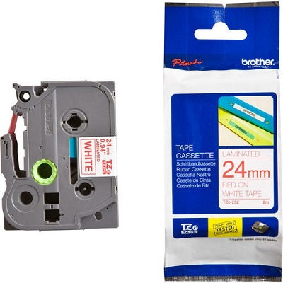 Tape-P-Touch Tz Laminated, 24Mm Red On White - TZE252