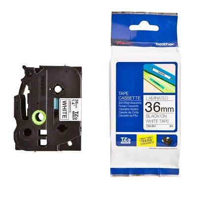Tape-P-Touch Tz Laminated, 36Mm Black On White - TZE261