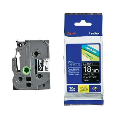 Tape-P-Touch Tz Laminated, 18Mm White On Black - TZE345