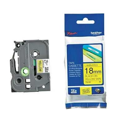 Tape-P-Touch Tz Laminated, 18Mm Black On Yellow - TZE641