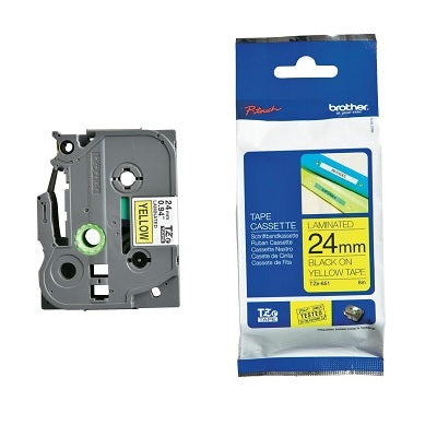 Tape-P-Touch Tz Laminated, 24Mm Black On Yellow - TZE651