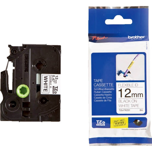 Tape-P-Touch Tz Flexible Id 12Mm, Black On White - TZEFX231