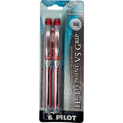 Pen-Roller, Hi-Tecpoint Grip Liquid Ink, 0.5Mm Red 2/Pk - V5GPR2