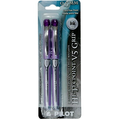 Pen-Roller, Hi-Tecpoint Grip Liquid Ink, 0.5Mm Purple 2/Pk - V5GPV2