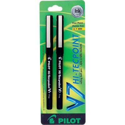 Pen-Roller, Hi-Tecpoint Liquid Ink, 0.7Mm Black 2/Pk - V7B2