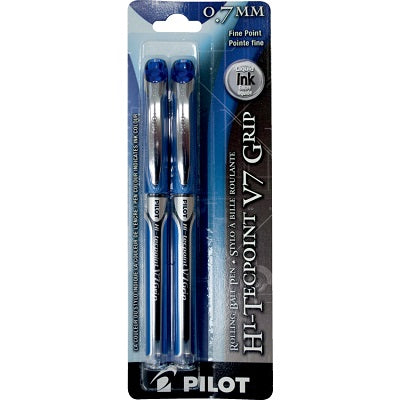 Pen-Roller, Hi-Tecpoint Grip Liquid Ink, 0.7Mm Blue 2/Pk - V7GPL2