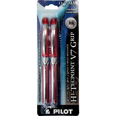 Pen-Roller, Hi-Tecpoint Grip Liquid Ink, 0.7Mm Red 2/Pk - V7GPR2