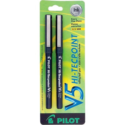 Pen-Roller, Hi-Tecpoint Liquid Ink, 0.5Mm Black 2/Pk - VBK2