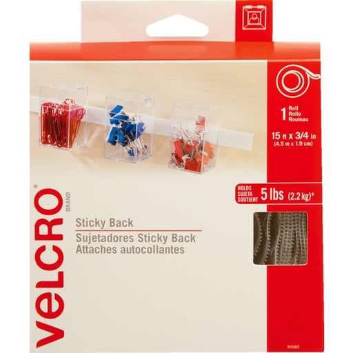 Velcro- 3/4"X15' Strip, White Self-Adhesive - VEK90082C