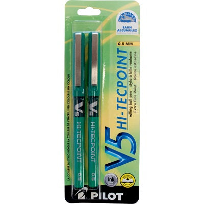 Pen-Roller, Hi-Tecpoint Liquid Ink, 0.5Mm Green 2/Pk - VGN2