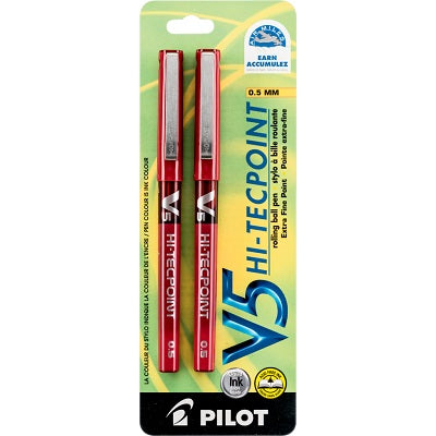 Pen-Roller, Hi-Tecpoint Liquid Ink, 0.5Mm Red 2/Pk - VRD2