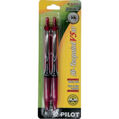 Pen-Retractable, Hi-Tecpoint Rt Roller, 0.5Mm Red 2/Pk - VRT5R2