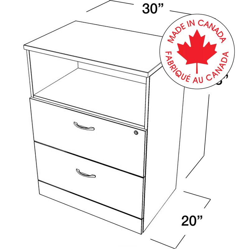 File Cabinet-Zira File And Shelf Unit Acajou/Designer White - Z30M4EN DWT ST ST C3 AA ST ST