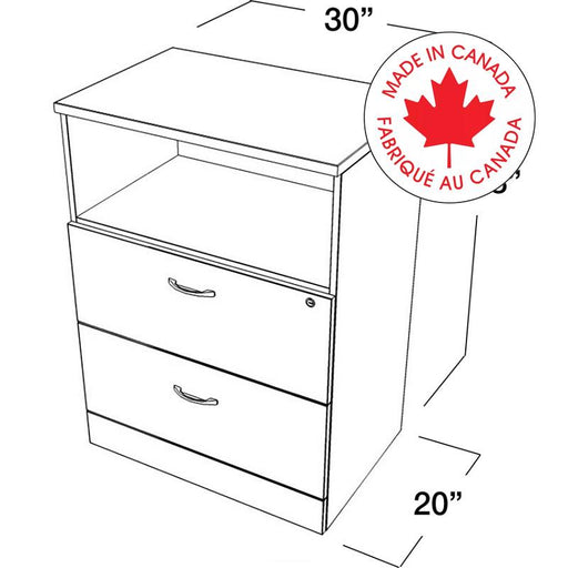 File Cabinet-Zira File And Shelf Unit Acajou/Designer White - Z30M4EN DWT ST ST C3 AA ST ST