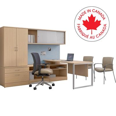 Workstation-Zira L Shaped Suite 90L" X 56D" X 72H" Maple - ZRA417 CMB A3 CR HS