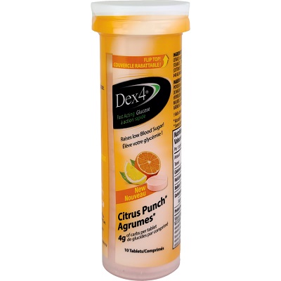 Glucose Tablets-Dex4 Fast Acting 4G. Orange 10/Tube