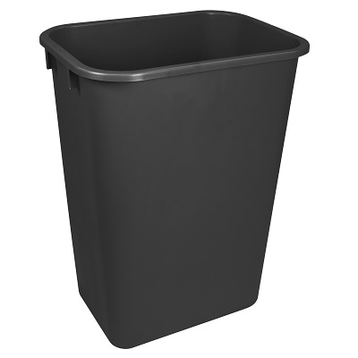 Wastebasket-Plastic 15-1/2 X 11 X 20-3/4", Black,12/pk