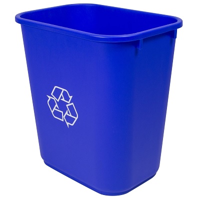 Wastebasket-Plastic 14-3/8X10-1/4X15 H, Blue Recycling,12/pk