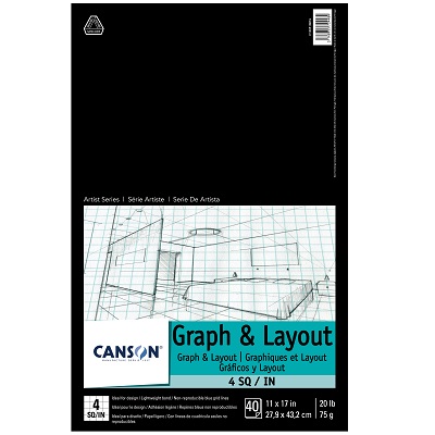 Art Paper Pad-Graph & Layout 11X17 20Lb. Quad 4/Inch
