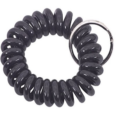 Key Ring-Wrist Twist With 1" Ring, Black 3/Card