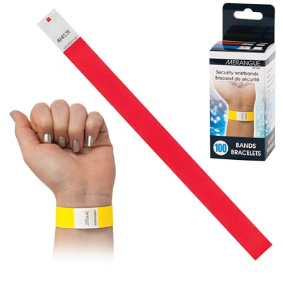 Wristband-Security, Red, 100/Pack