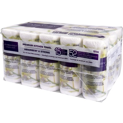 Paper Towel-Embassy, 2-Ply 52 Sheets/Roll, 15 Rolls/Pack