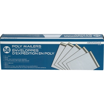 Mailer-Poly 12" X 15.5", White 50/Pack