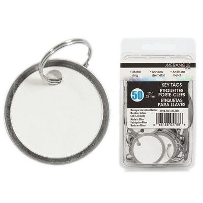 Tags-Metal Rim, Key 1-1/4, White 50/Pack