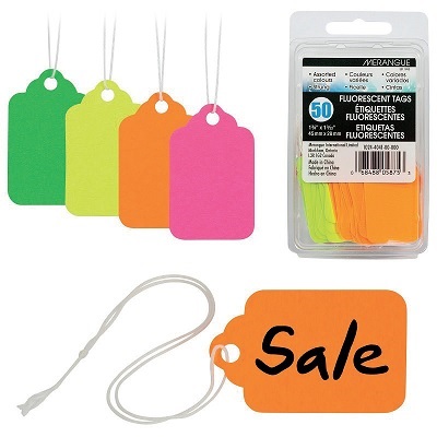 Tags-Marking, 1-3/4" X 1-3/32" Assorted Neon, 100/Pack